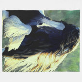 ジプシー・ヴァナーstallion/horse,白黒ピント フリースブランケット (正面(横))