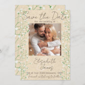 ジプソフィラウォーターカラーキュートフローラアイボリー結婚ズ セーブザデート (正面/裏面)