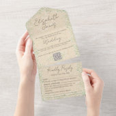 ジプソフィラウォーター素朴カラーフローラ&ボホ結婚ズ オールインワン招待状 (貼ってはがせる)