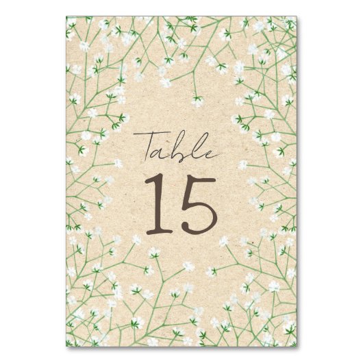ジプソフィラウォーター素朴カラーフローラ&ボホ結婚ズ テーブルナンバー (正面)