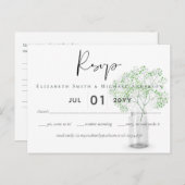 ジプソフィラバビーズブレスシンプルウェディングRSVP ポストカード (正面/裏面)