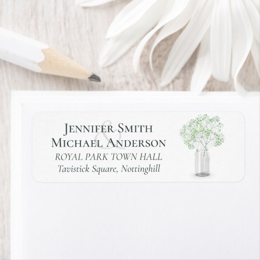 ジプソフィラバビーズブレスシンプルエレガントな結婚式 ラベル (インサイチュ)