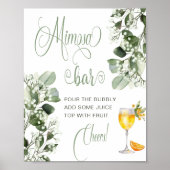 ジプソフィラユーカリブライダルシャワーミモザバー標識 ポスター (正面)