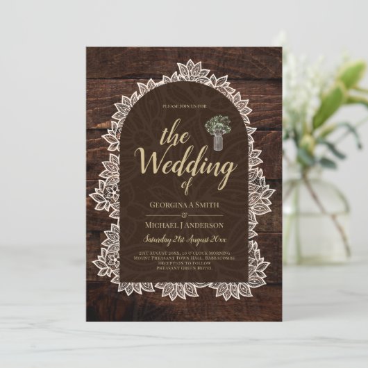 ジプ素朴ソフィラレースフォト結婚式招待状 招待状 (スタンド正面)