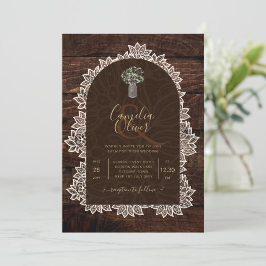 ジプ素朴ソフィラレースフォト結婚式招待状 招待状 (スタンド正面)