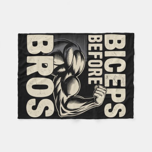 ジミやる気を起こさせるムおもしろいユーモア二頭筋ゲイン二頭筋B フリースブランケット (正面(横))