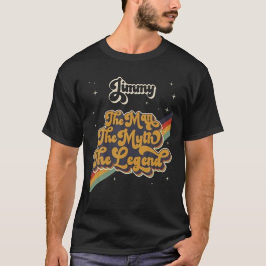 ジミー男の神話の伝説の名のレトロ Tシャツ (正面)