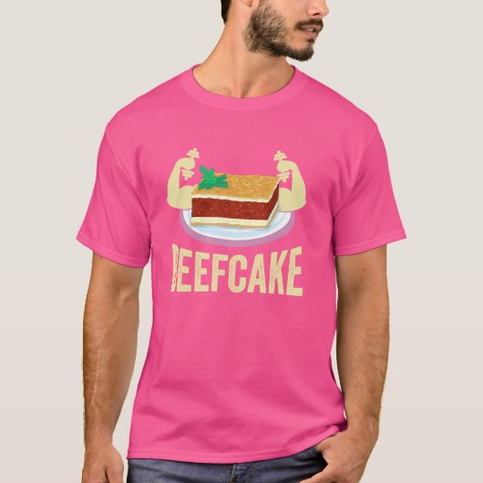 ジムおもしろいトレーニングアパレルビーフケーキ Tシャツ (正面)