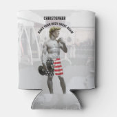 ジムおもしろいトレーニングドナルドトランプとダンベル 缶クーラー (裏面)