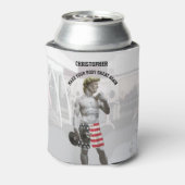 ジムおもしろいトレーニングドナルドトランプとダンベル 缶クーラー (缶裏面)