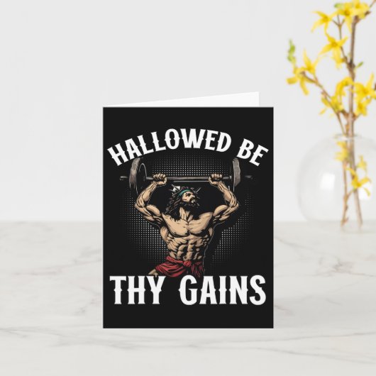 ジムおもしろいトレーニングボディビルフィットネスジムアンドジェス カード (黄色い花)