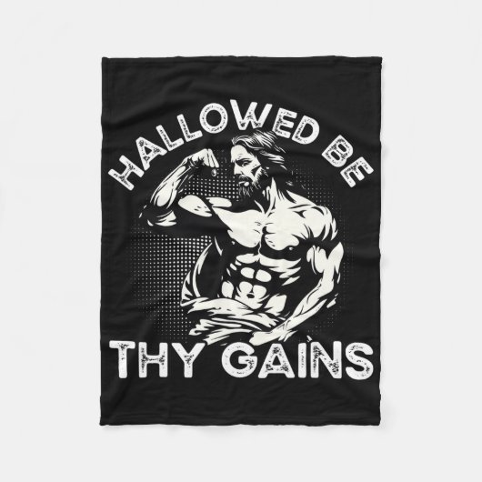 ジムおもしろいトレーニングボディビルフィットネスジムアンドジェス フリースブランケット (正面)