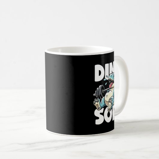 ジムおもしろいトレーニング恐竜の重量挙げジムDino コーヒーマグカップ (正面右)