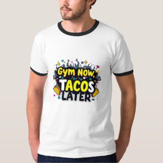 ジムおもしろいナウTacos Later Ringer T-Shirt Tシャツ
