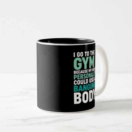 ジムおもしろいフィットネストレーニング私はジムに行く理由 ツートーンマグカップ (正面右)