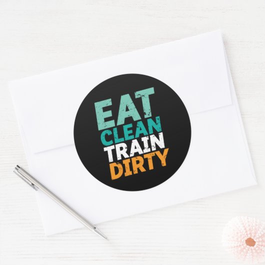 ジムおもしろいフィットネストレーニ食べングクリーン・トレイン汚れ ラウンドシール (封筒)