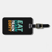 ジムおもしろいフィットネストレーニ食べングクリーン・トレイン汚れ ラゲッジタグ (正面横)