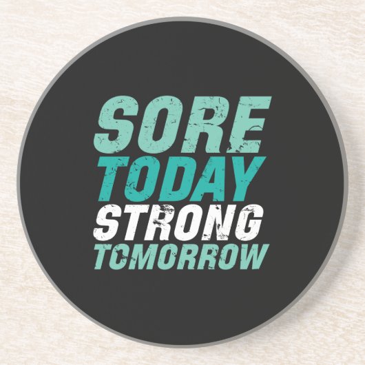ジムおもしろいフィットネス痛き今日の強い明日 コースター (正面)