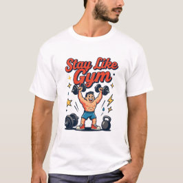 ジムでの運動 カートゥーン デザイン Tシャツ