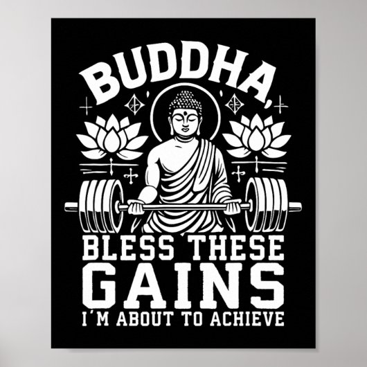 ジムで成果を出すぞ Buddha Bless These Gains ポスター (正面)
