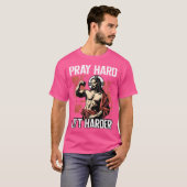 ジムとイエスキリストのボディービルダー宗教体 Tシャツ (正面フル)