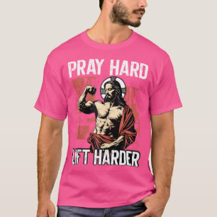 ジムとイエスキリストのボディービルダー宗教体 Tシャツ