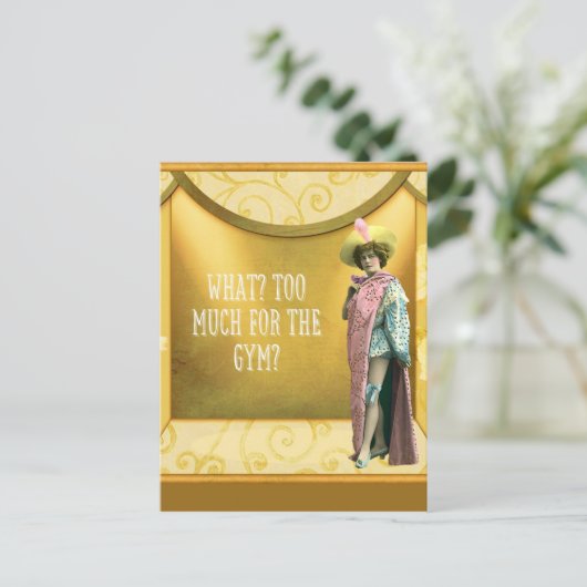 ジムに行き過ぎか？おもしろいヴィンテージドファンシーレス ポストカード (スタンド正面)