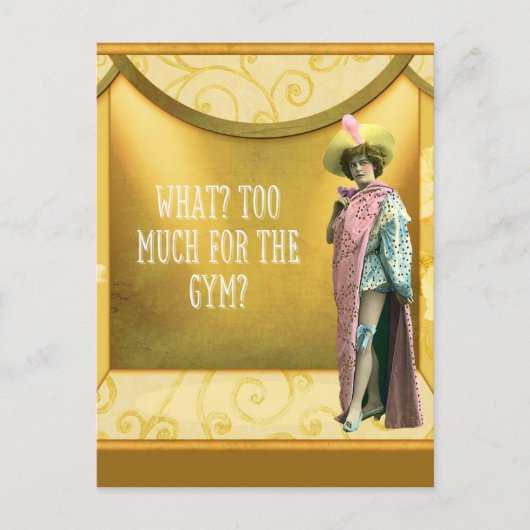 ジムに行き過ぎか?おもしろいヴィンテージドファンシーレス ポストカード (正面)