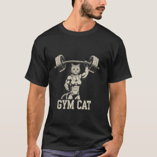 ジムに通うネコ 意味 ジムキャット コスチューム ウエイトリフティング ジム Tシャツ