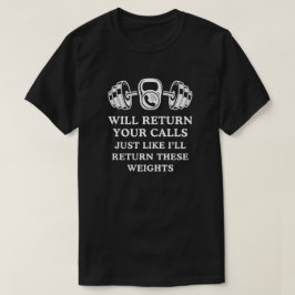 ジムのウエイトと同じように電話を返す Tシャツ