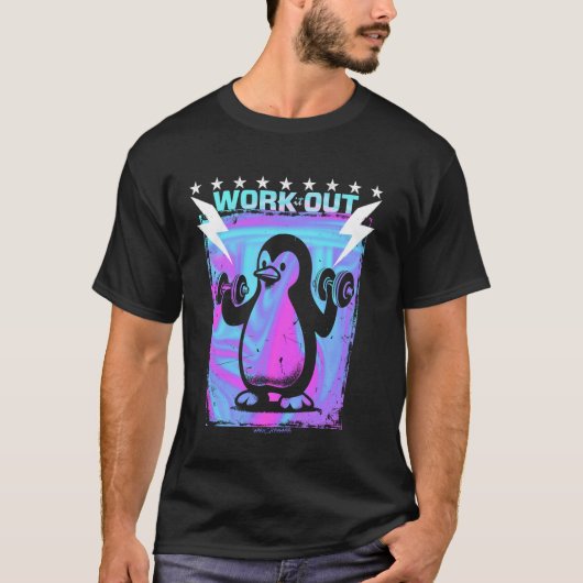 ジムのペンギン - エクササイズ 楽しい雰囲気 Tシャツ (正面)