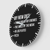 ジムのユーモア – ダイエット – 血，魂，ピザおもしろい- ラージ壁時計 (傾斜)