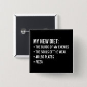 ジムのユーモア – ダイエット – 血，魂，ピザおもしろい- 缶バッジ (正面&裏面)