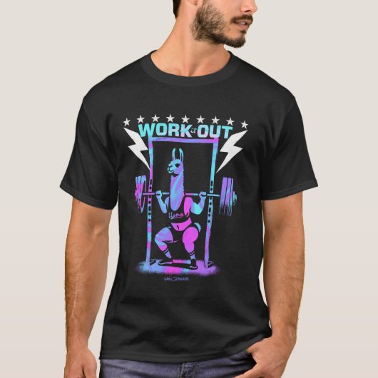 ジムのリラックス ラマ 運動 トレーニング 楽しい雰囲気 Tシャツ (正面)