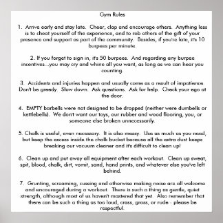 ジムの規則 ポスター
