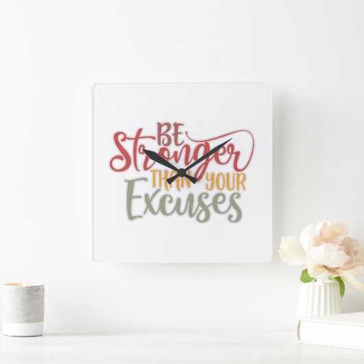 ジムの言い訳より強い スクエア壁時計 (ホーム)