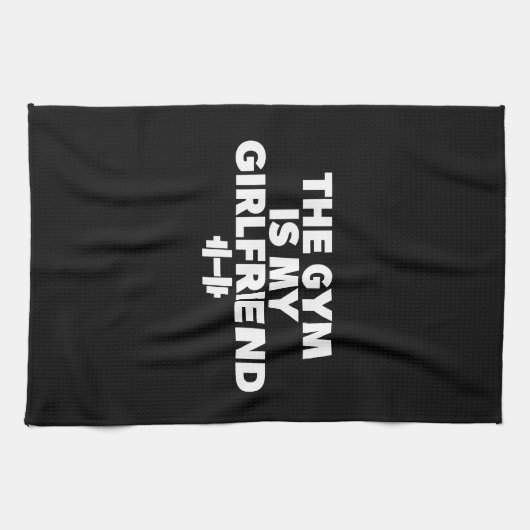 ジムは私のガールフレンドである – おもしろいノベルティトレーニング キッチンタオル (横)