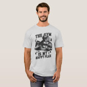 ジムは私の幸せな場所だ。ジムおもしろい Tシャツ (正面フル)
