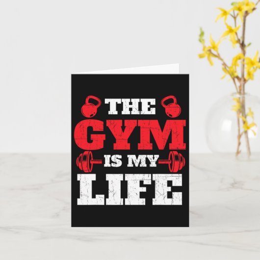 ジムは私の生活である – トレーニングジム重量挙げ体 カード (黄色い花)