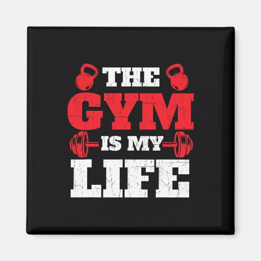 ジムは私の生活である – トレーニングジム重量挙げ体 マグネット (正面)