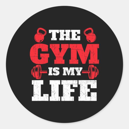 ジムは私の生活である – トレーニングジム重量挙げ体 ラウンドシール (正面)