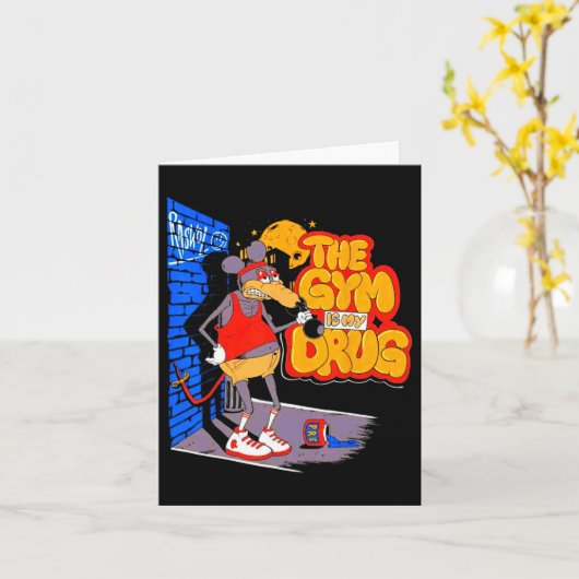 ジムは私の薬物重量挙げおもしろいボディビル カード (黄色い花)