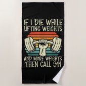 ジムもし私はリフティング重いおもしろいトレーニングフィットネス ビーチタオル (正面)
