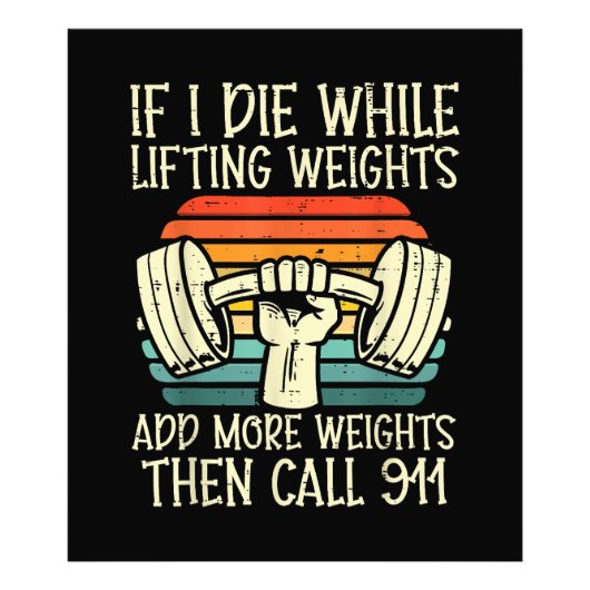 ジムもし私はリフティング重いおもしろいトレーニングフィットネス フォトプリント            (正面)