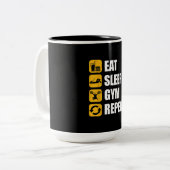 ジムやる気を起こさせるトレーニング食べ引用文睡眠ジムレピア ツートーンマグカップ (正面左)