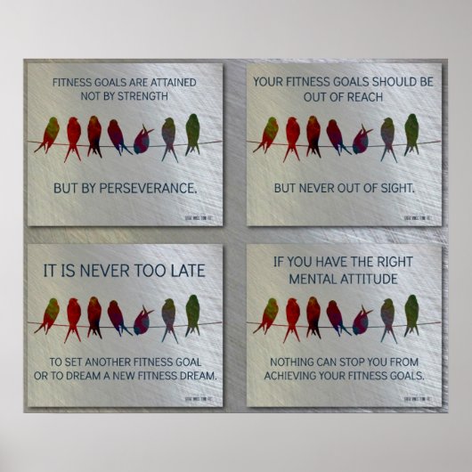 ジムやる気を起こさせる引用文：鳥と鋼製コラージュ3 ポスター (正面)