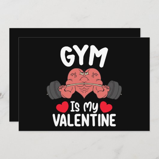 ジムイズマイバレンタインデーフィットネストレーニングスポーツ 招待状 (正面/裏面)