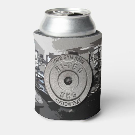ジムオーナーまたはユーザーフィットネスグレイおもしろいエディション 缶クーラー (缶裏面)
