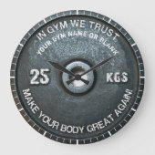 ジムオーナーフィットネストレーニングヴィンテージウェイトおもしろい ラージ壁時計 (正面)