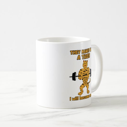 ジムキャット。おもしろいやる気を起こさせる コーヒーマグカップ (正面右)